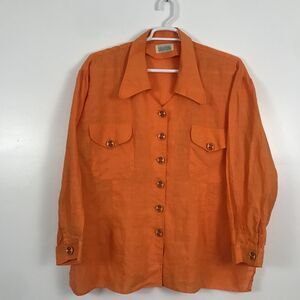(M5) Vintage Yasaman Paris Milano Womens Blouse Shirt Top Size 2X Orange USA